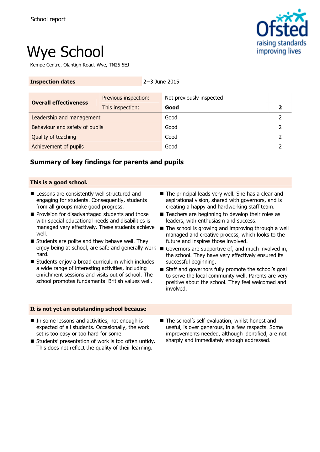 Wye School Kempe Centre, Olantigh Road, Wye, TN25 5EJ