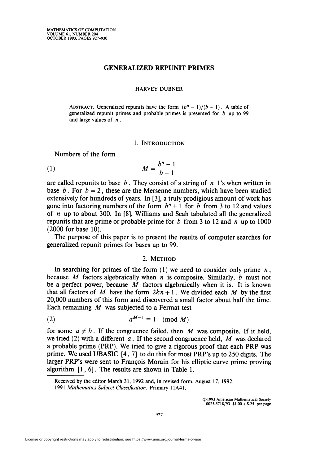 Generalized Repunit Primes