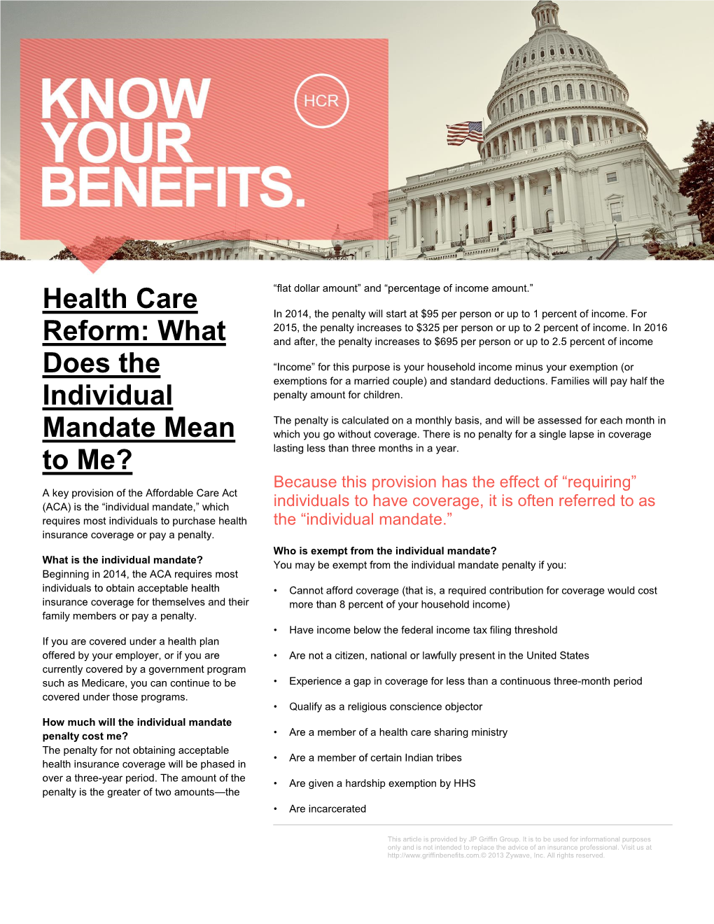 Health Care Reform: What Does the Individual Mandate Mean to Me?