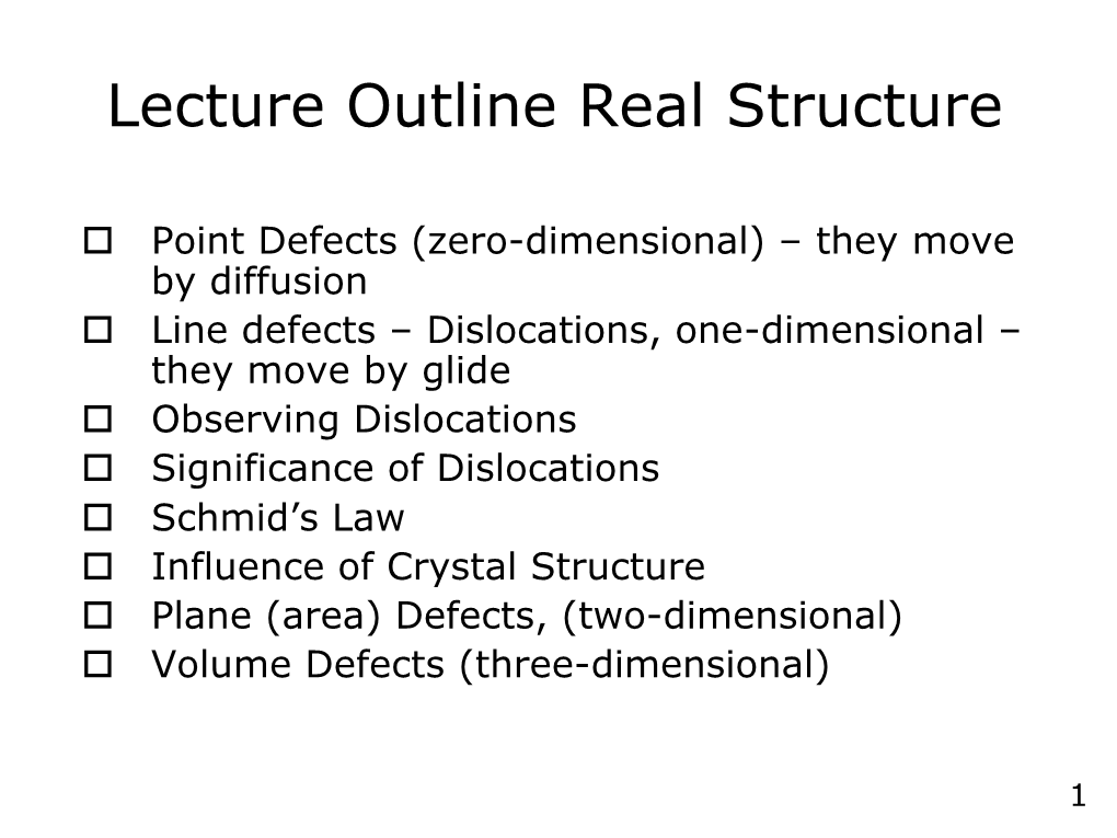 Lecture Outline Real Structure