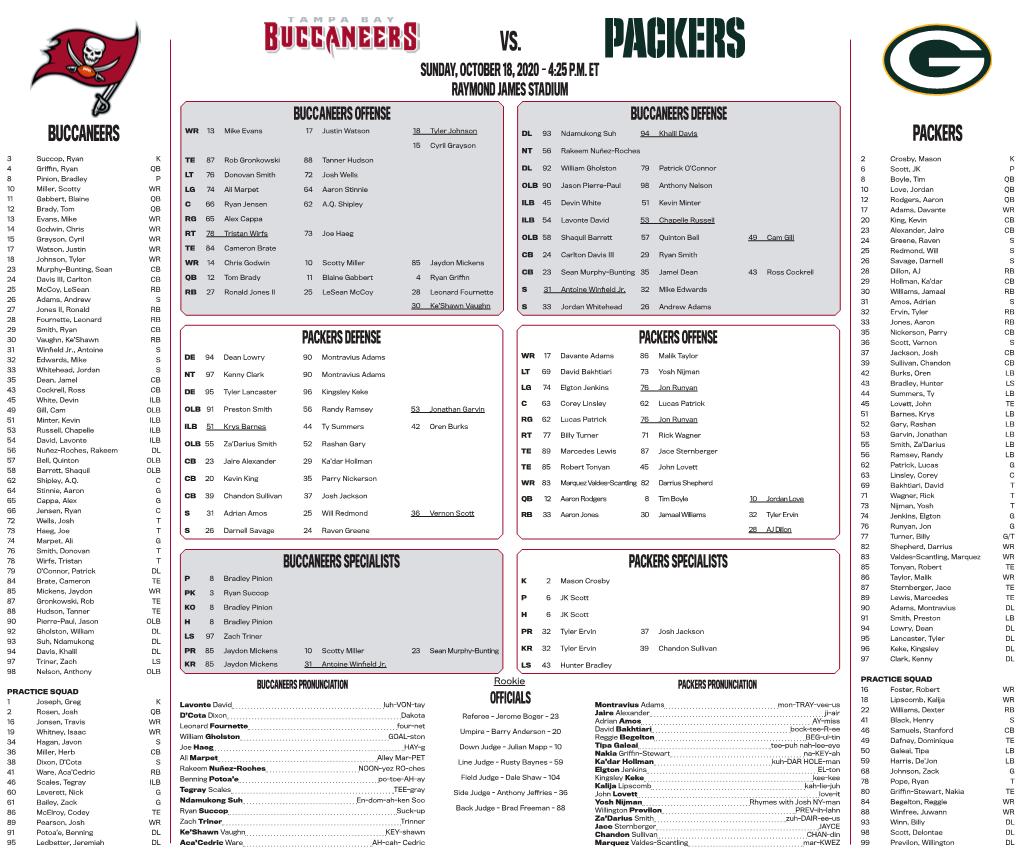 Buccaneers Packers