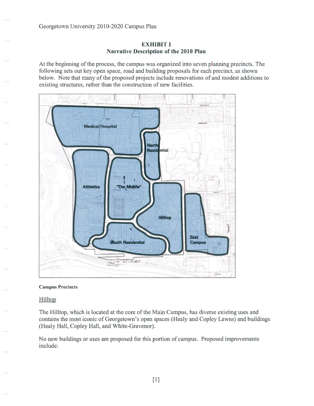 Georgetown University 20 I 0-2020 Campus Plan EXHIBIT I Narrative