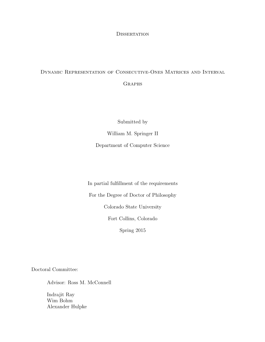 Dissertation Dynamic Representation of Consecutive-Ones Matrices And