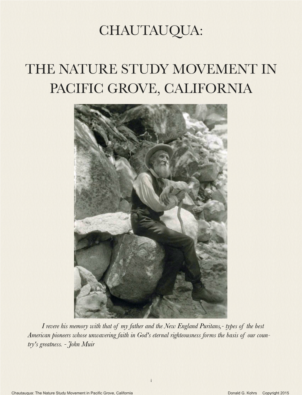 The Nature Study Movement in Pacific Grove, California