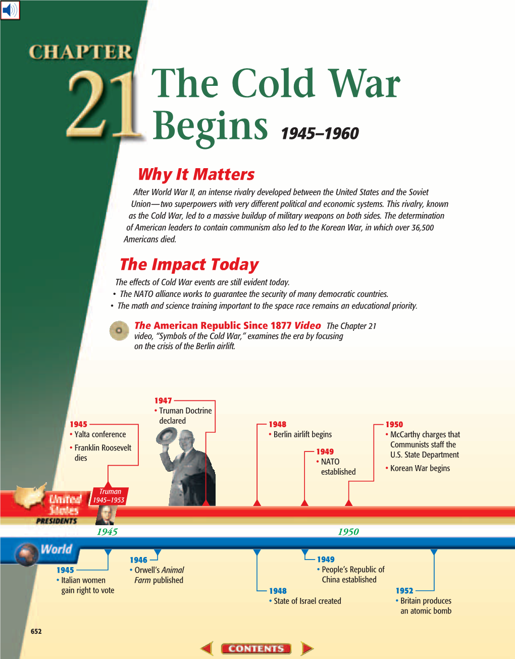 Chapter 21: the Cold War Begins, 1945-1960