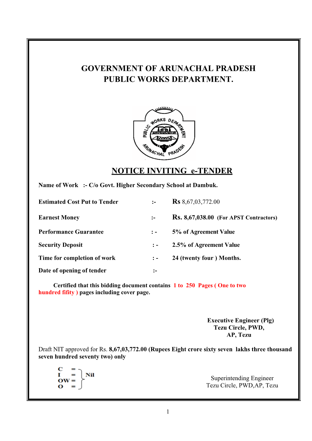 Government of Arunachal Pradesh Public Works Department