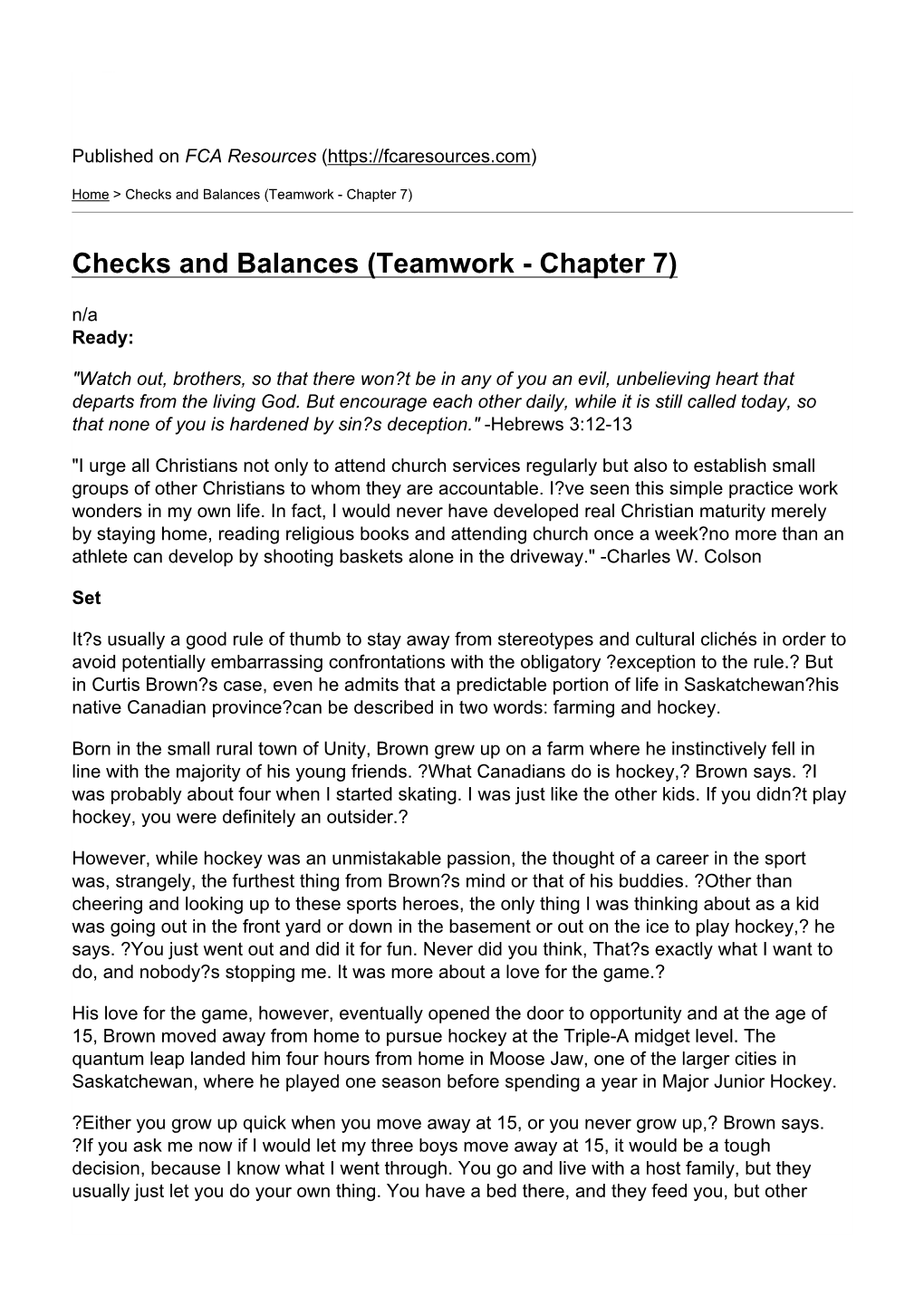 Checks and Balances (Teamwork - Chapter 7)