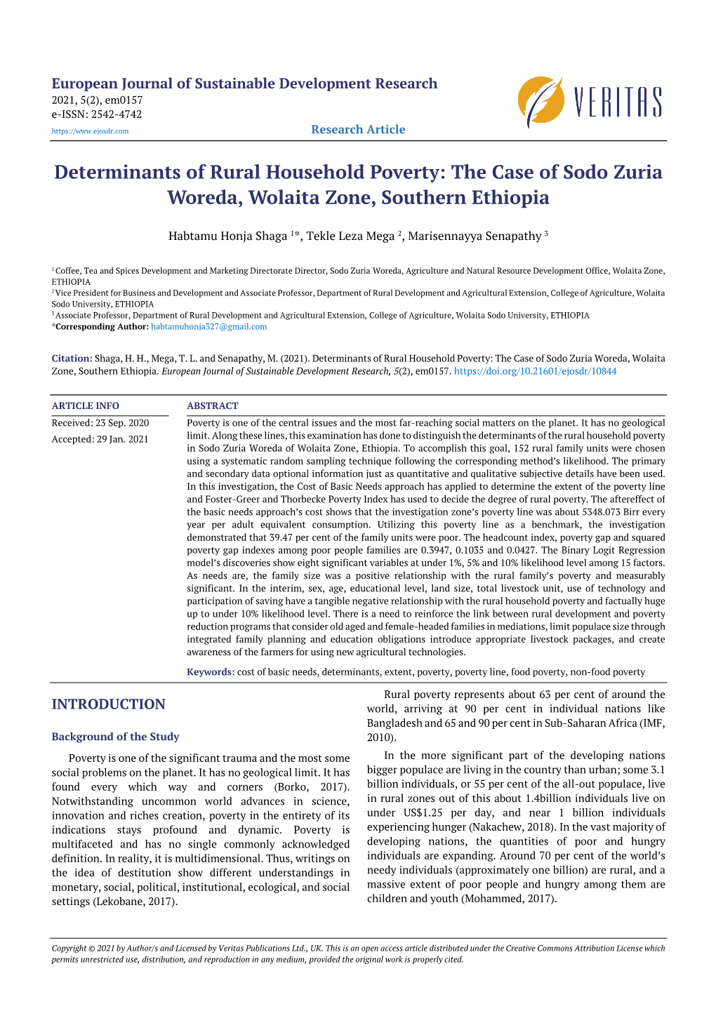 The Case of Sodo Zuria Woreda, Wolaita Zone, Southern Ethiopia