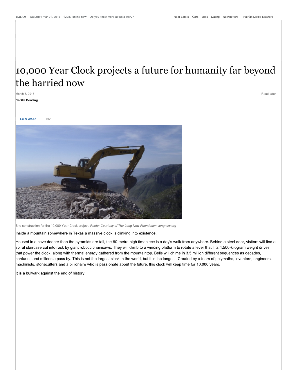 10,000 Year Clock Projects a Future for Humanity Far Beyond the Harried Now