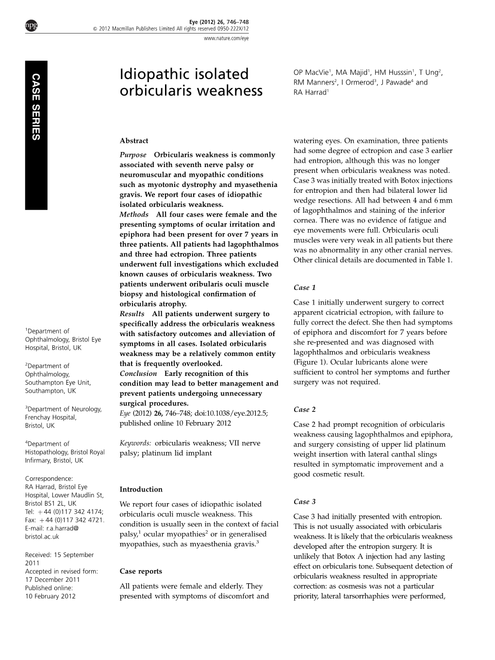 Idiopathic Isolated Orbicularis Weakness OP Macvie Et Al 747