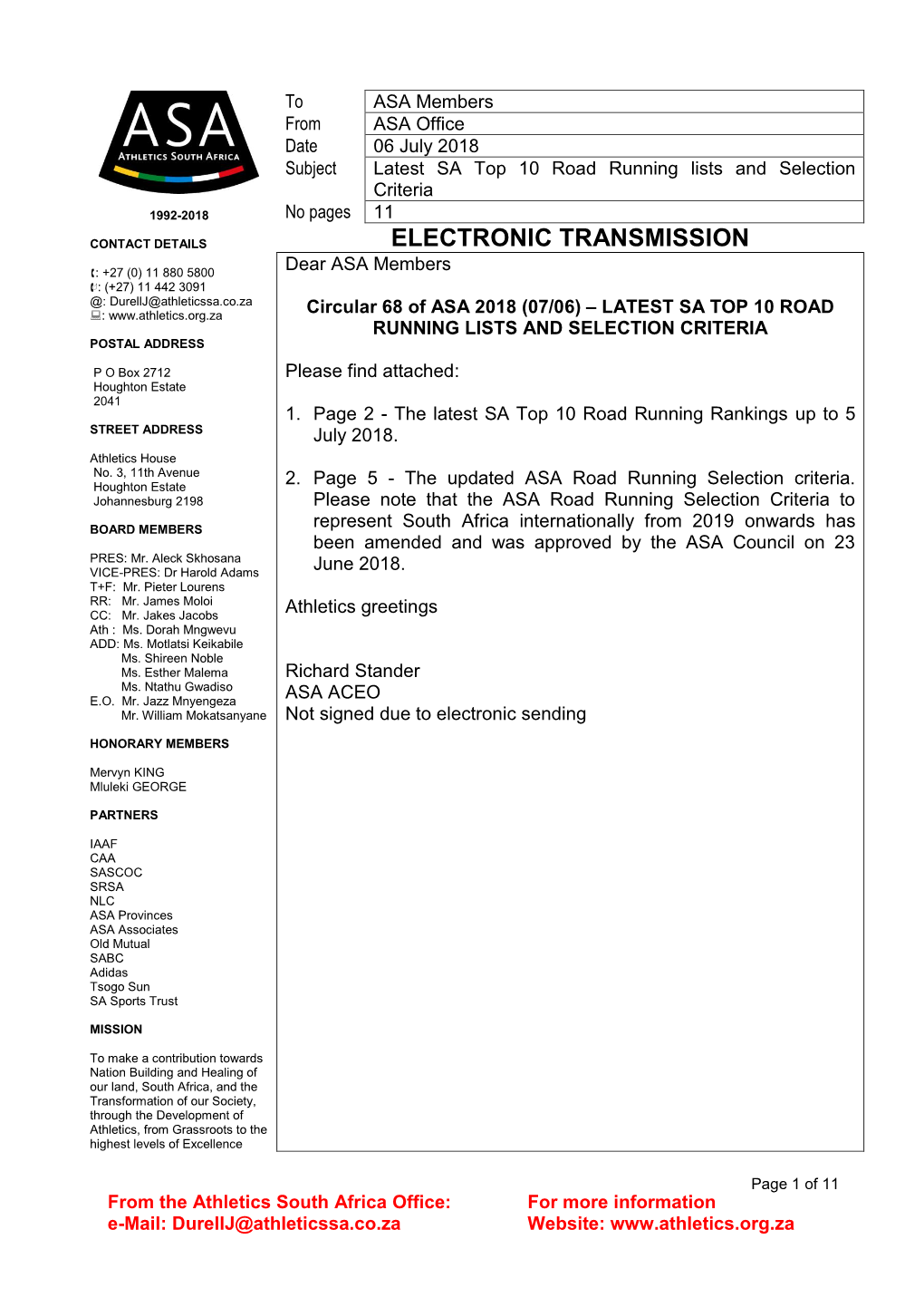 Electronic Transmission