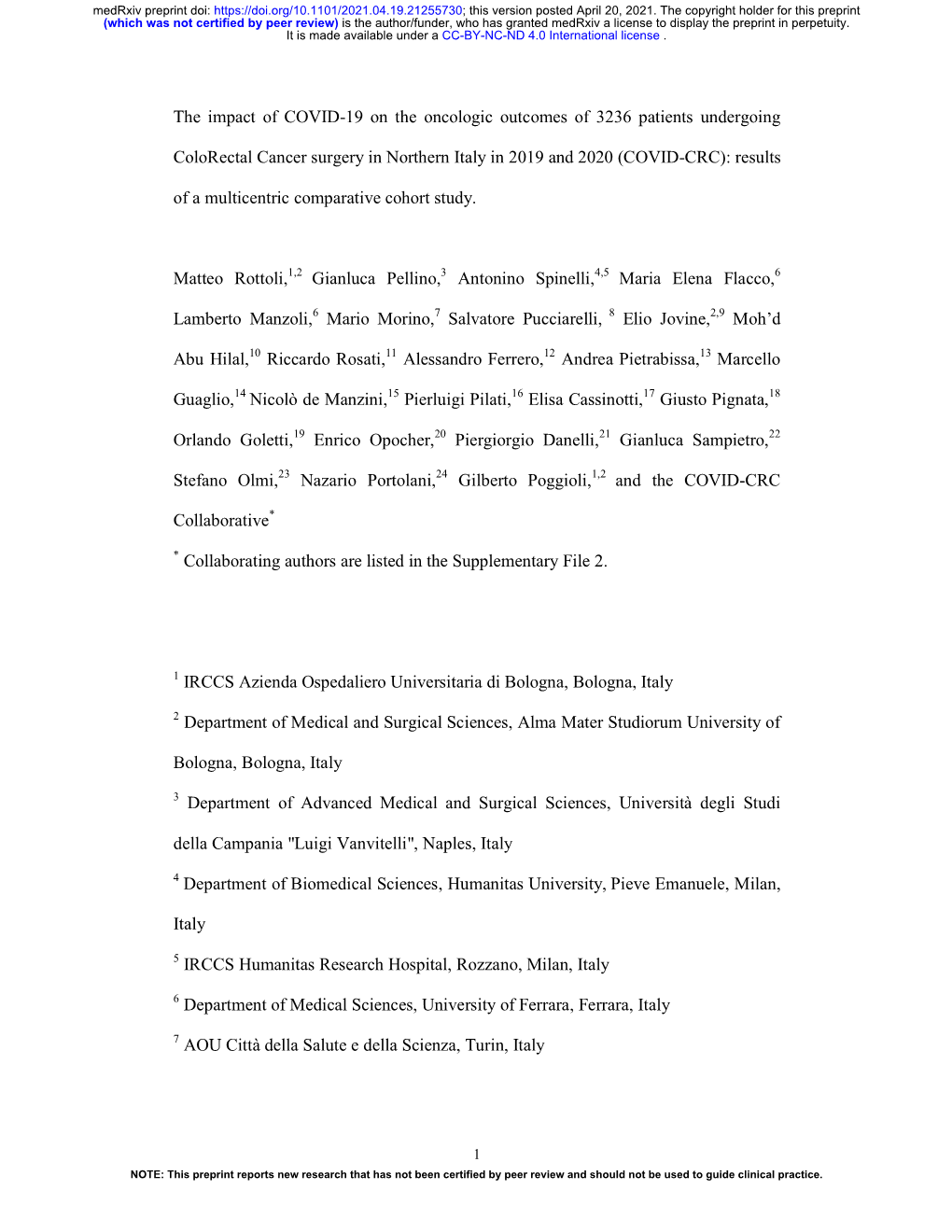 The Impact of COVID-19 on the Oncologic Outcomes of 3236 Patients Undergoing