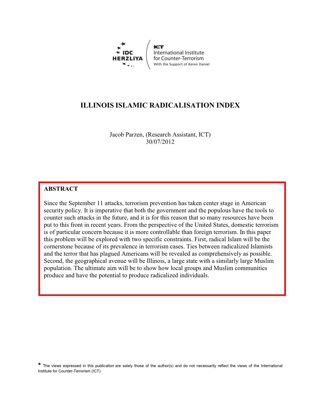 Illinois Islamic Radicalisation Index