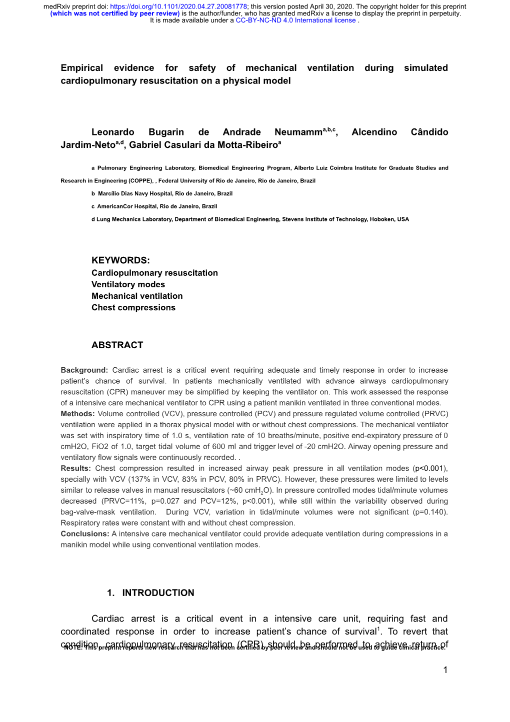 Empirical Evidence for Safety of Mechanical Ventilation During Simulated Cardiopulmonary Resuscitation on a Physical Model