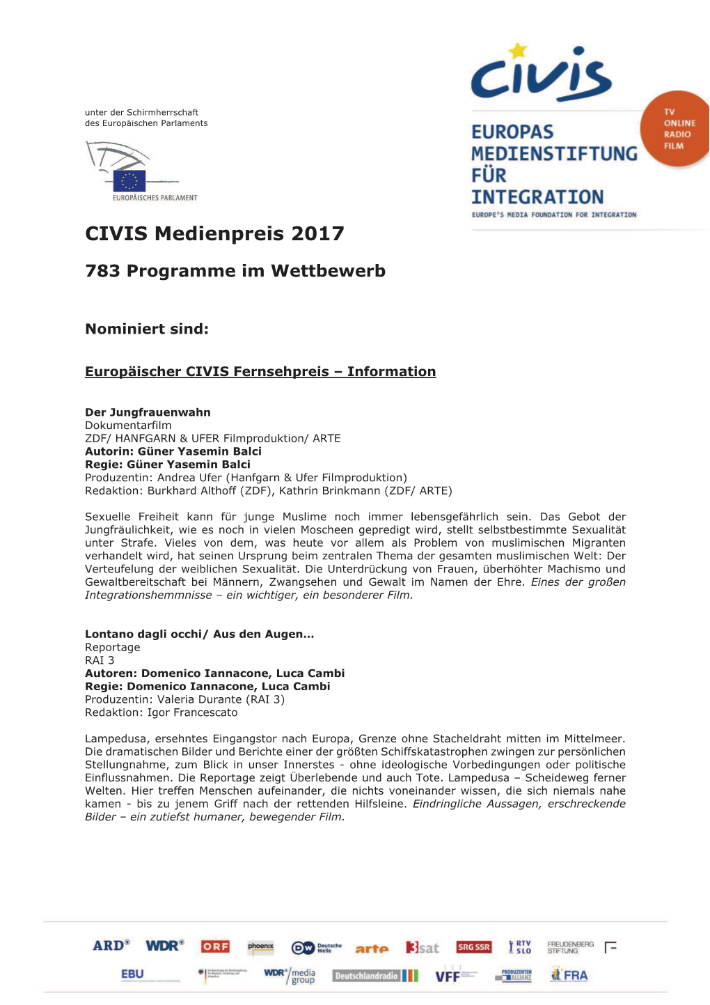 CIVIS Medienpreis 2017