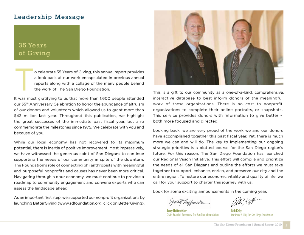 Leadership Message