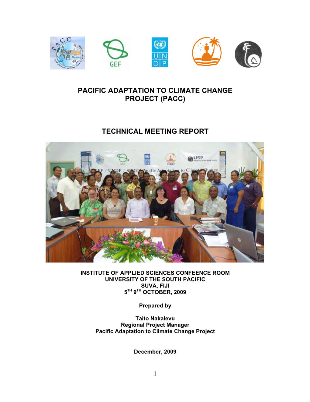 Pacific Adaptation to Climate Change Project (Pacc) Technical Meeting