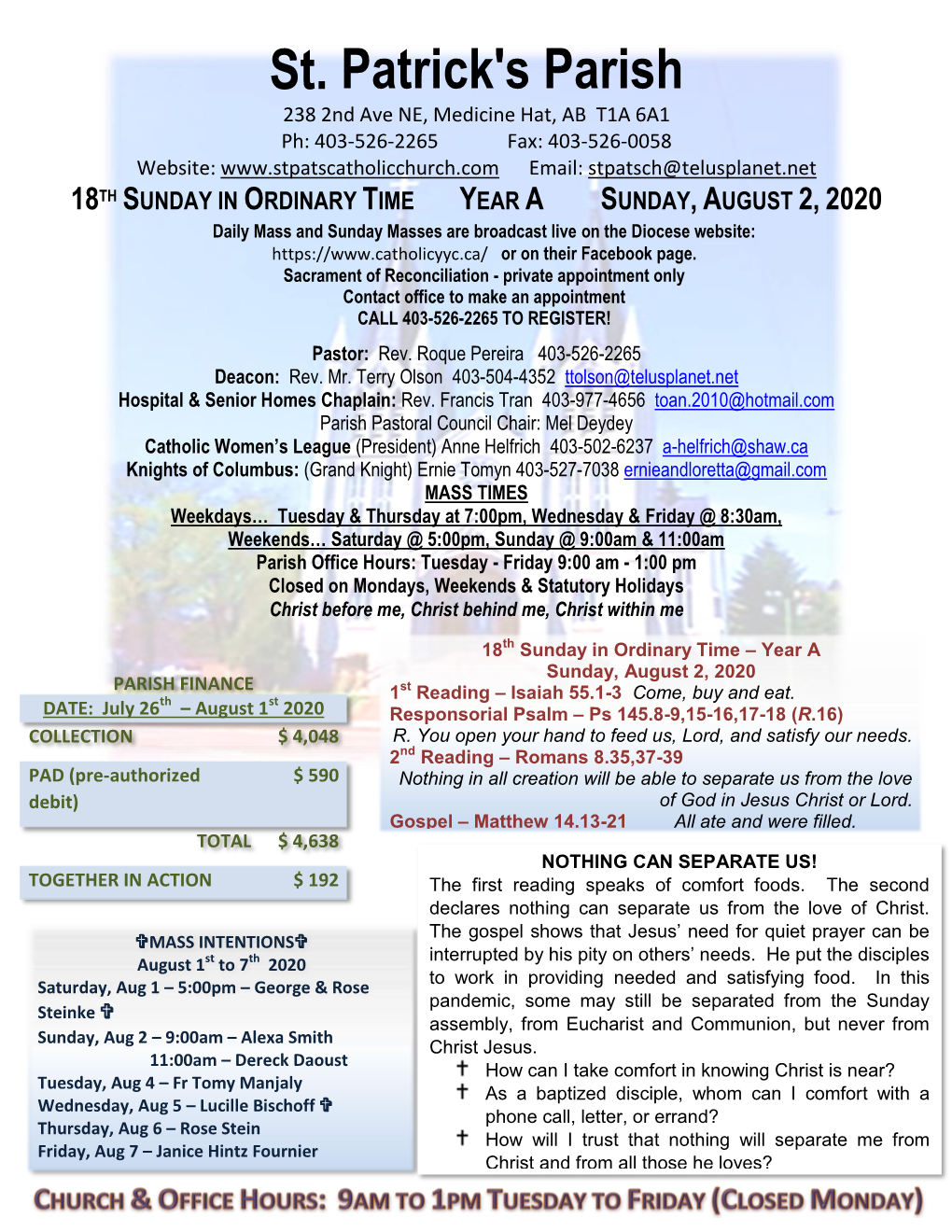 August 2, 2020 Bulletin