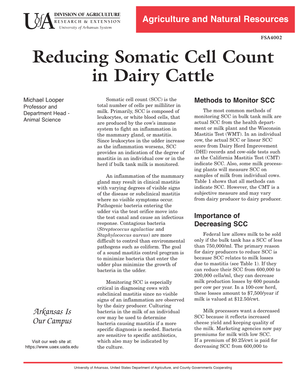 Reducing Somatic Cell Count in Dairy Cattle