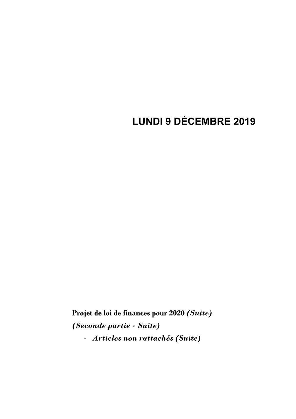 Lundi 9 Décembre 2019