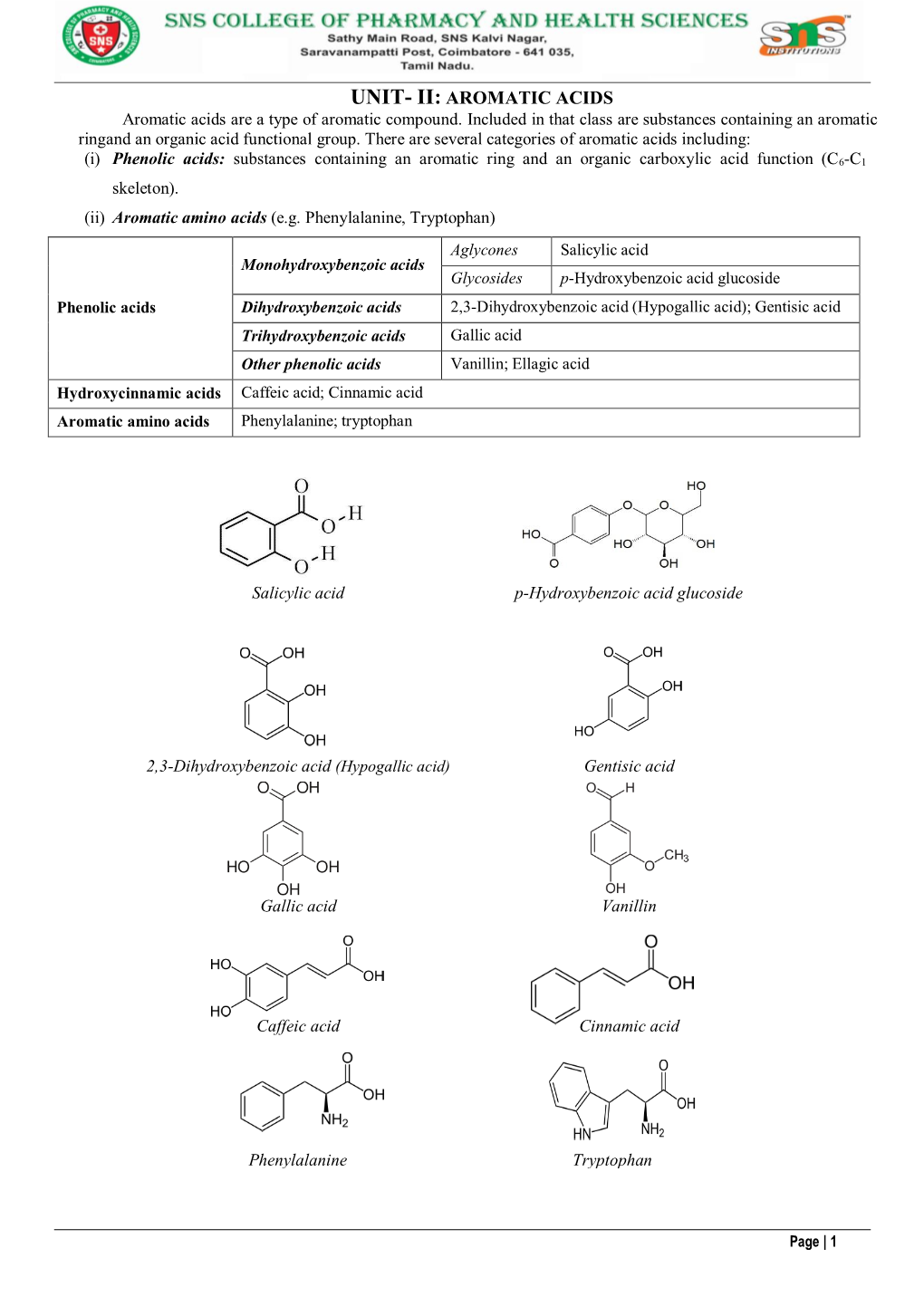 AROMATIC ACIDS Aromatic Acids Are a Type of Aromatic Compound