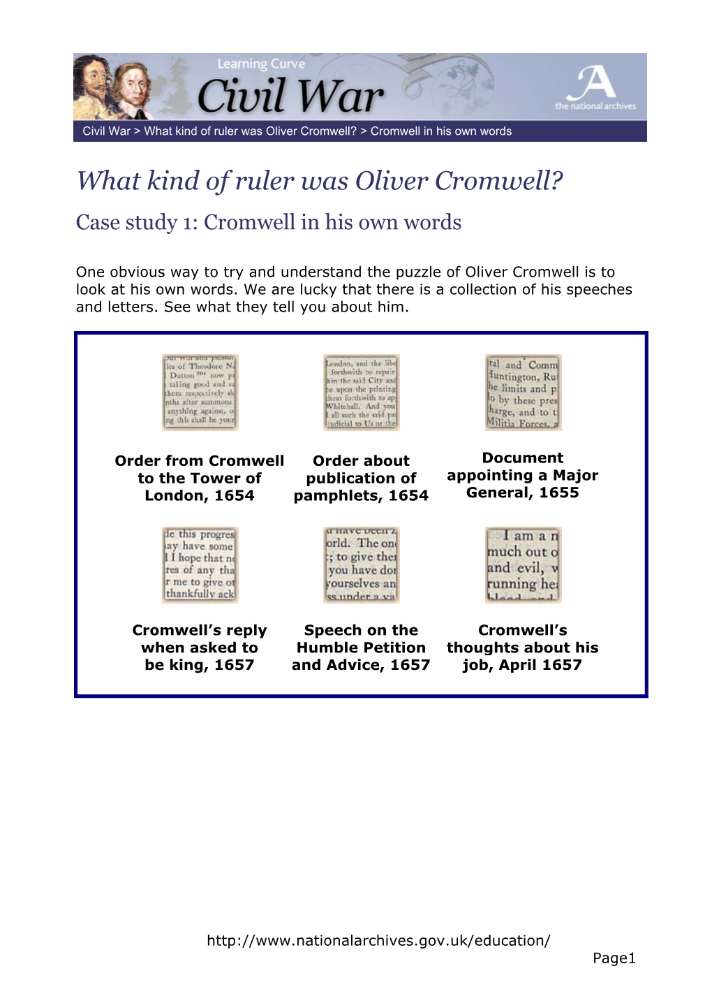 What Kind of Ruler Was Oliver Cromwell? > Cromwell in His Own Words