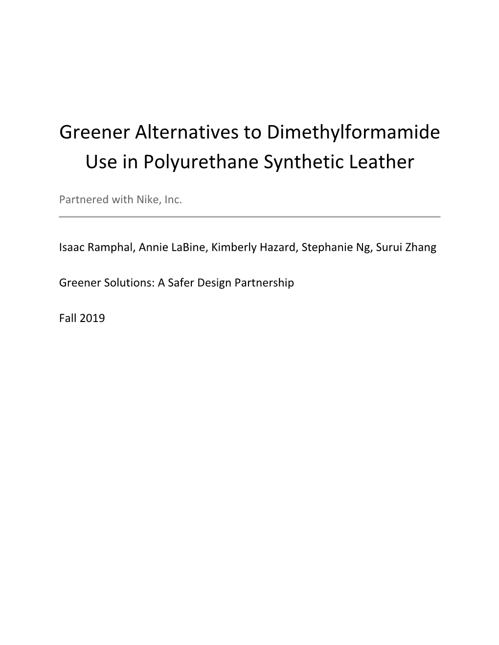 Greener Alternatives to Dimethylformamide Use in Polyurethane Synthetic Leather