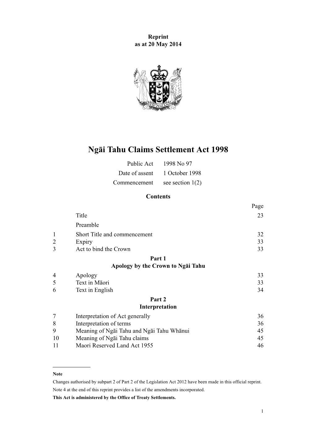 Ngāi Tahu Claims Settlement Act 1998