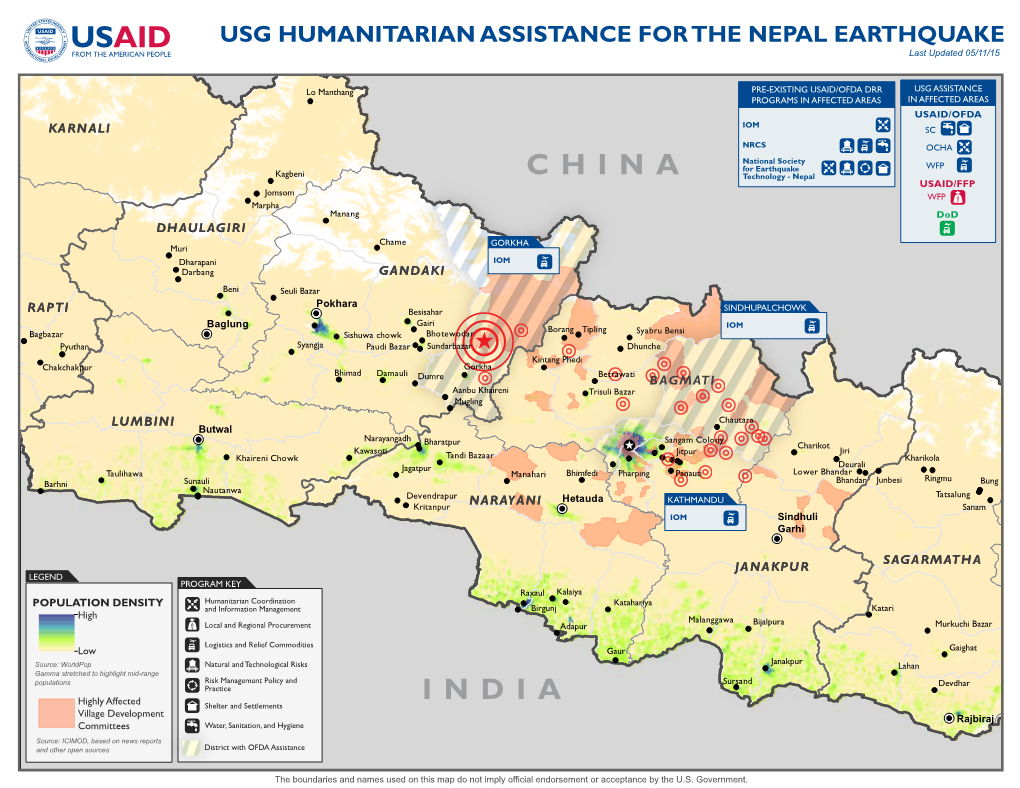 USG HUMANITARIAN ASSISTANCE for the NEPAL EARTHQUAKE Last Updated 05/11/15