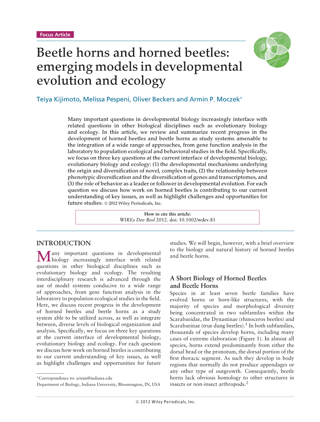 Emerging Models in Developmental Evolution and Ecology