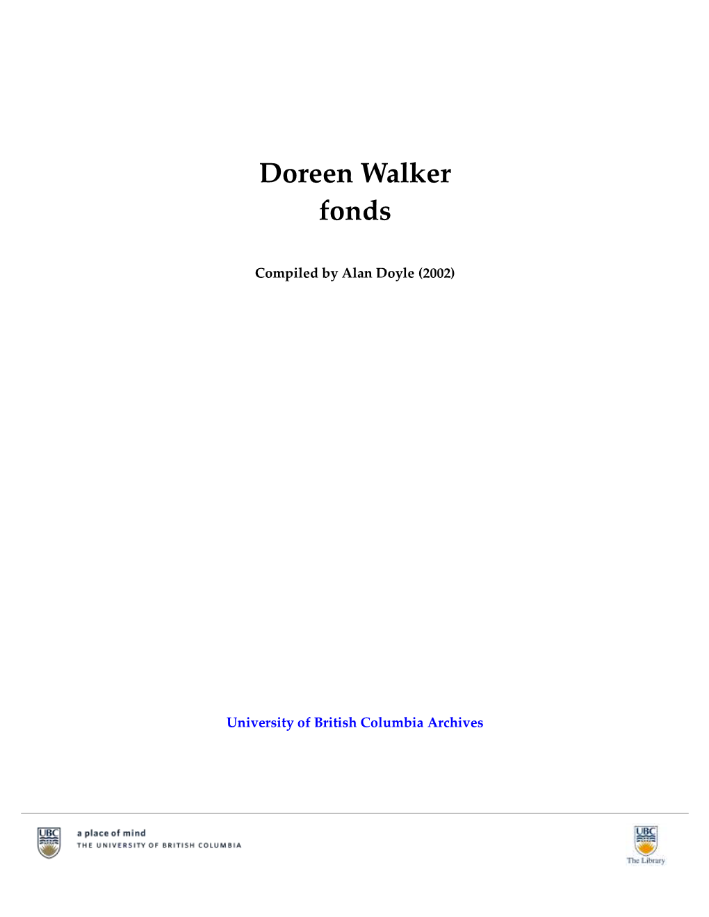 Doreen Walker Fonds