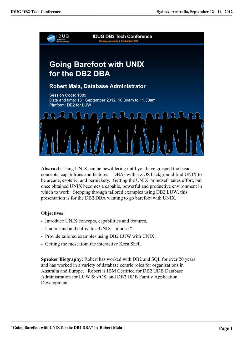 Going Barefoot with UNIX for the DB2 DBA