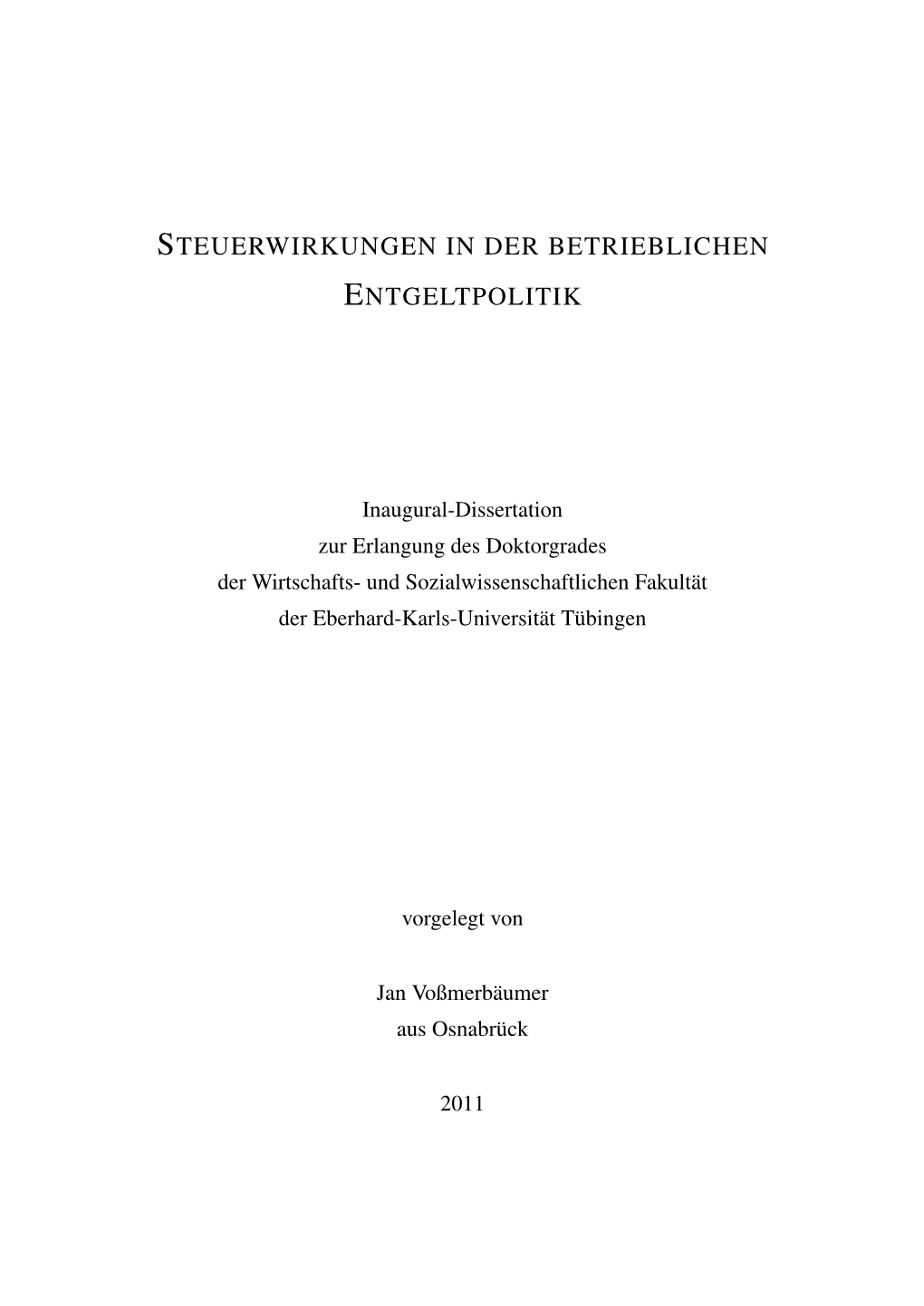 Steuerwirkungen in Der Betrieblichen Entgeltpolitik