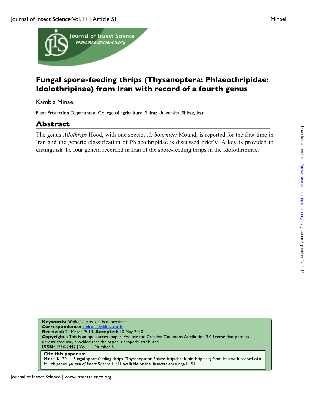 Thysanoptera: Phlaeothripidae: Idolothripinae) from Iran with Record of a Fourth Genus