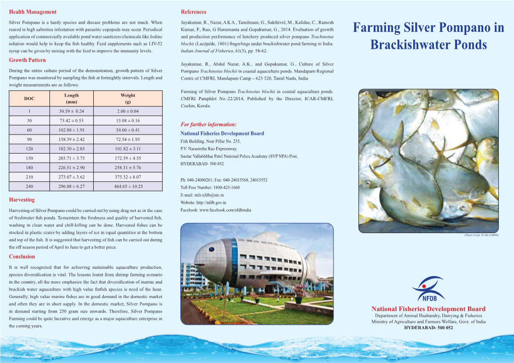 Farming Silver Pompano in Brackishwater Ponds