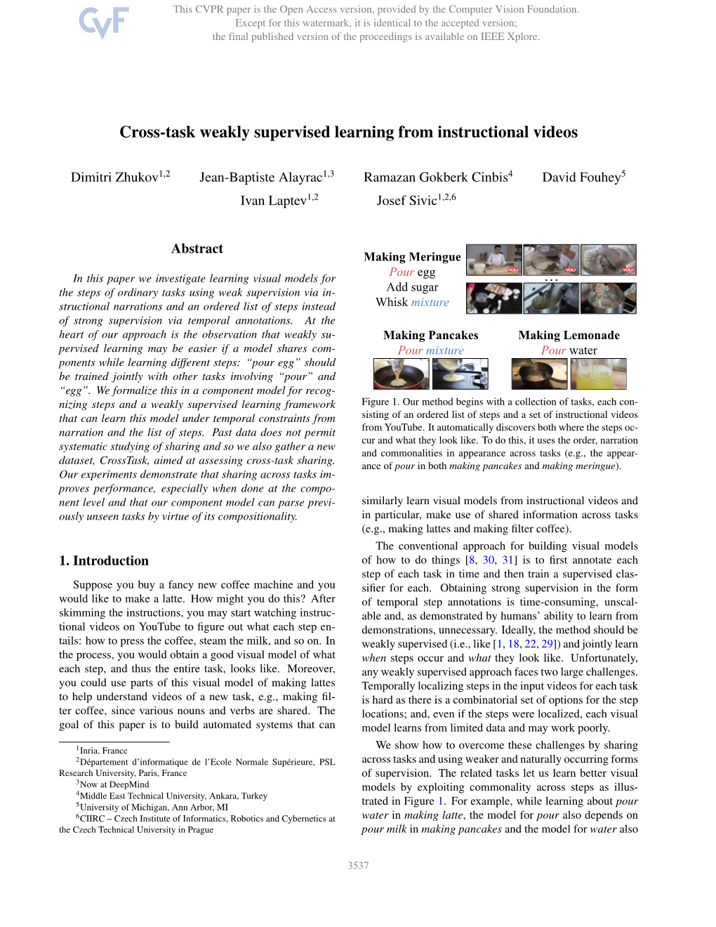 Cross-Task Weakly Supervised Learning from Instructional Videos