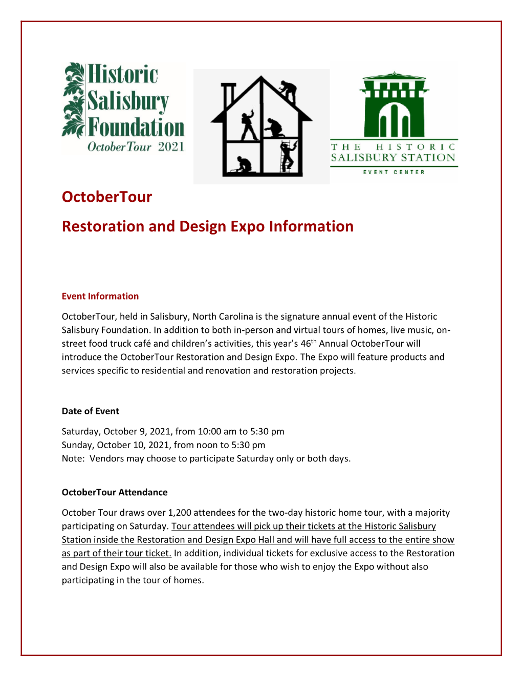 Octobertour Restoration and Design Expo Information