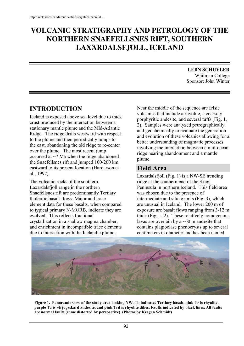 Volcanic Stratigraphy and Petrology of the Northern Snaefellsnes Rift, Southern Laxárdalsfjöll, Iceland