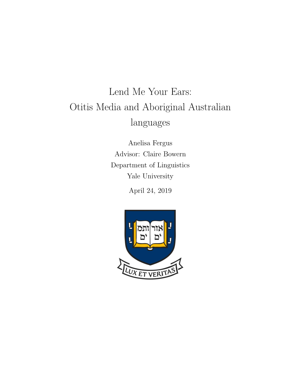 Otitis Media and Aboriginal Australian Languages