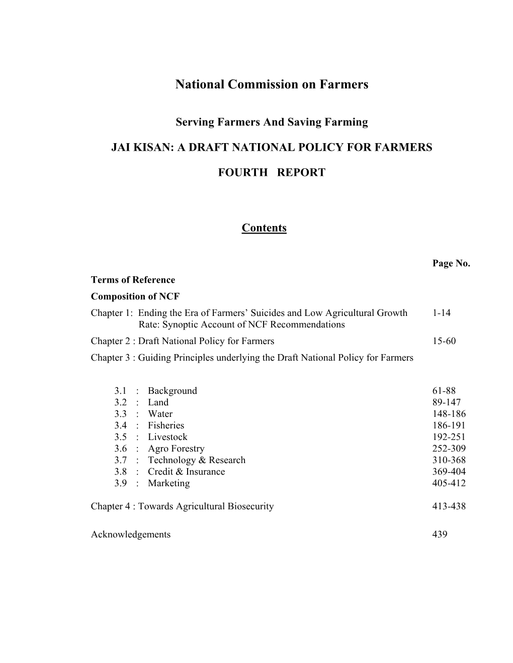 National Commission on Farmers (NCF) Is Concerned with the Impact of Invasive Alien Species on the Livelihood Security of Farm Women and Men