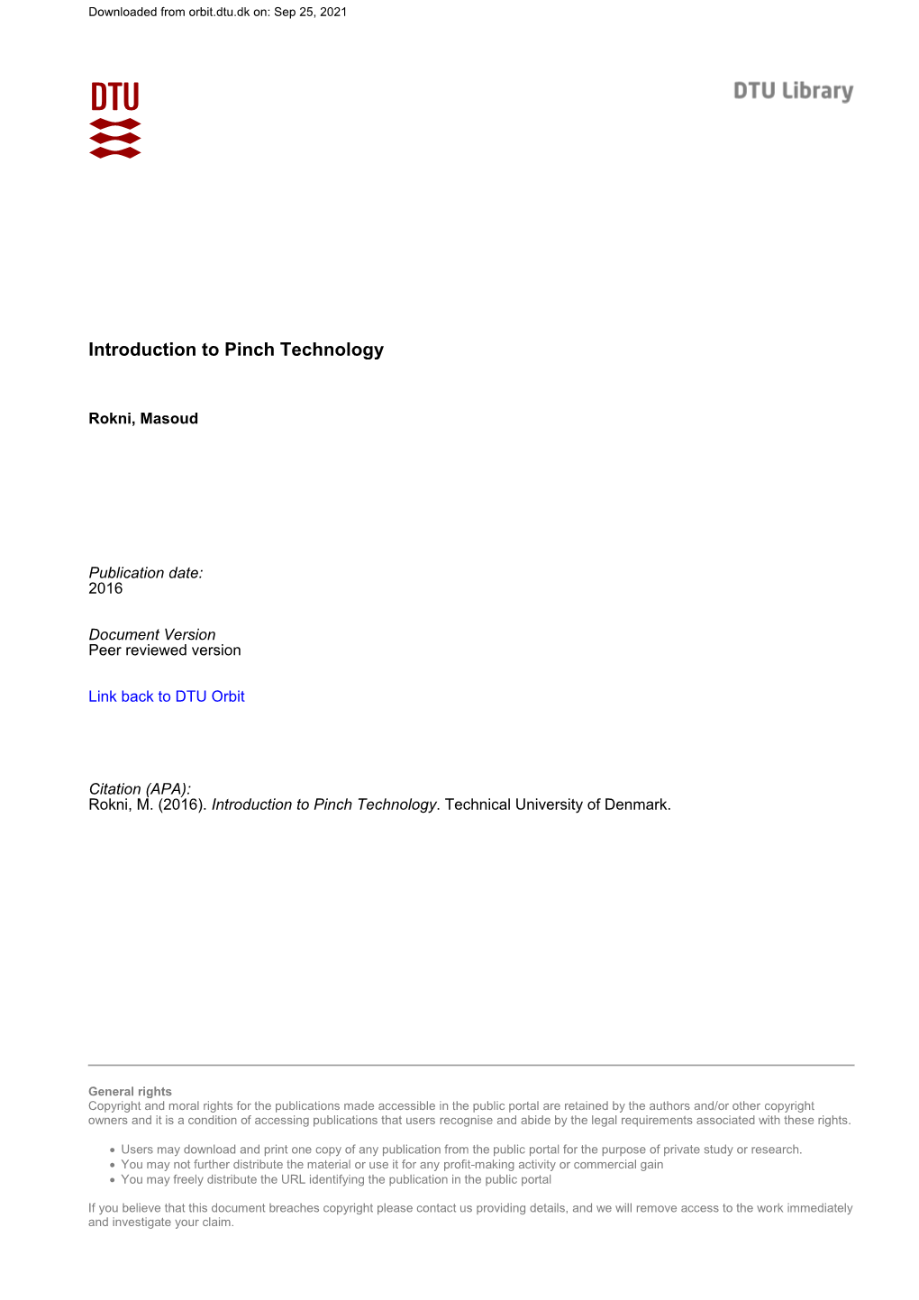 Introduction to Pinch Technology