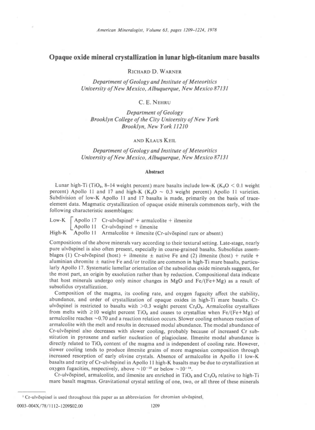 Opaque Oxide Mineral Crystallization in Lunar High-Titanium Mare Basalts