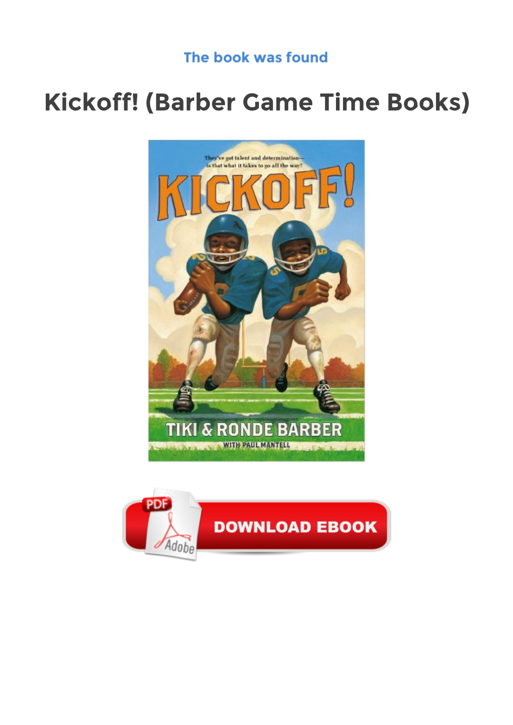 Free Ebooks Kickoff! (Barber Game Time Books)