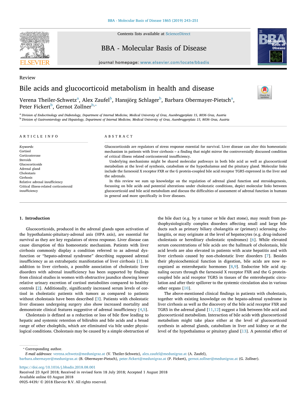 Bile Acids and Glucocorticoid Metabolism in Health and Disease