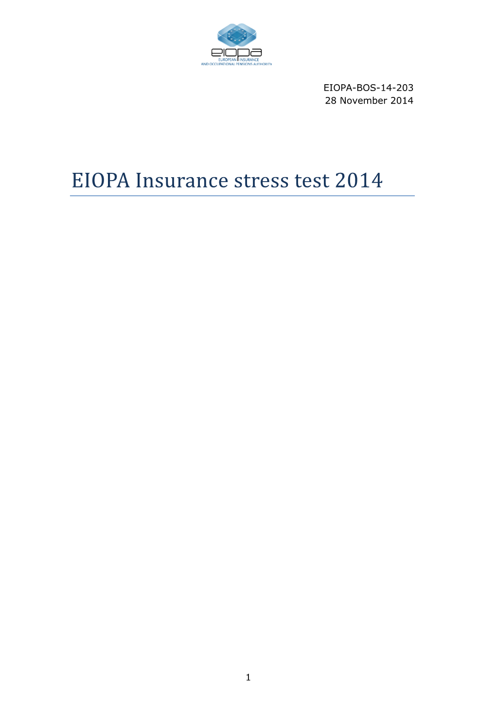 EIOPA Insurance Stress Test 2014