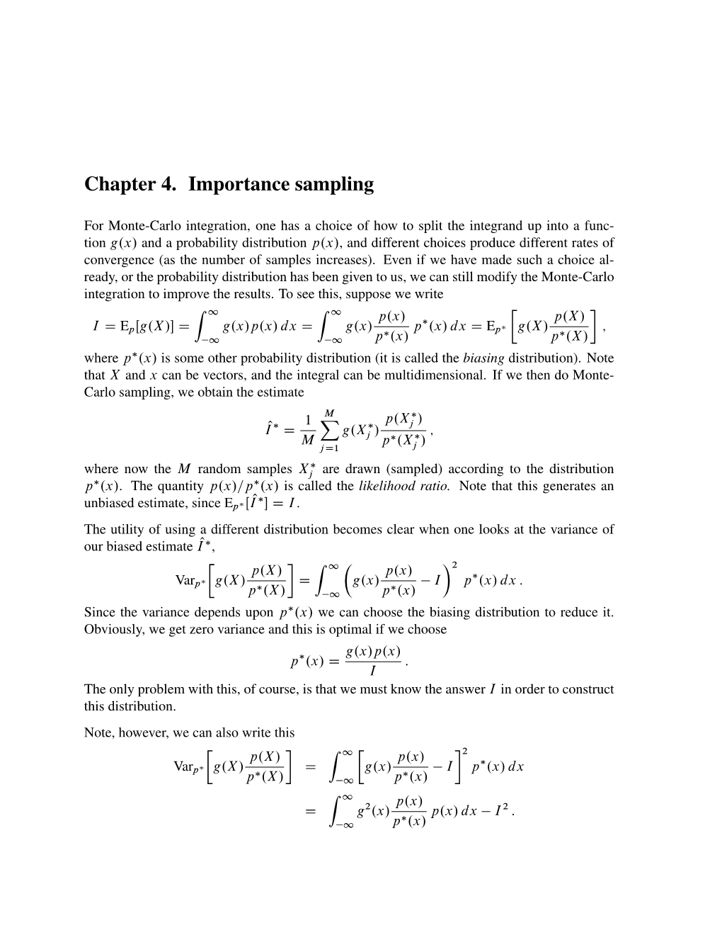 Chapter 4. Importance Sampling