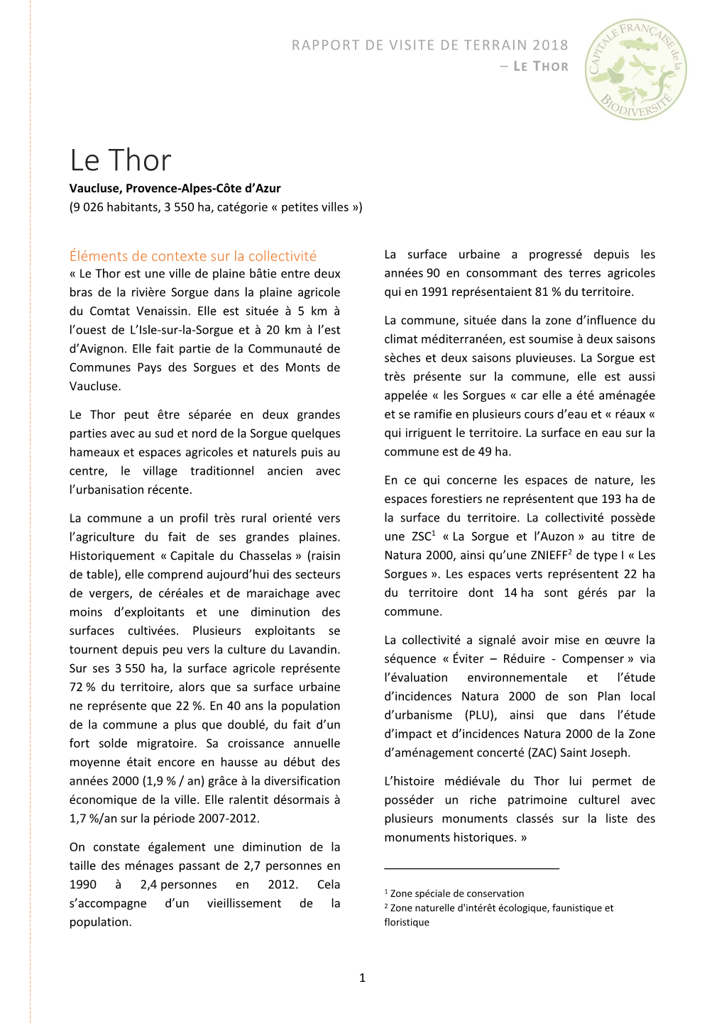 Le-Thor-Rapport De Visite Concours-Capitale Française De La