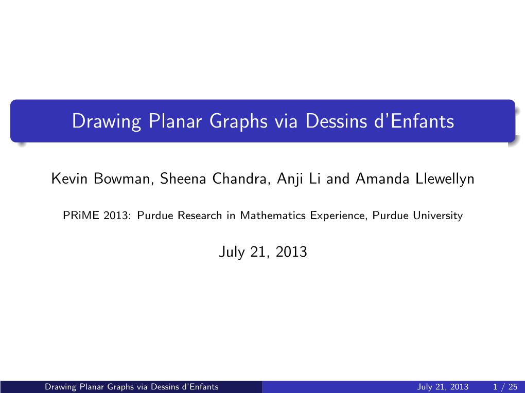 Drawing Planar Graphs Via Dessins D'enfants