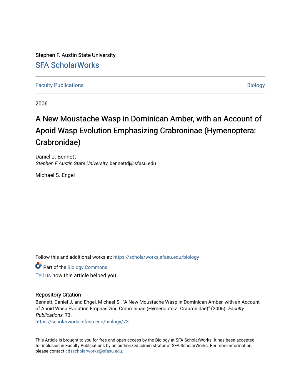 A New Moustache Wasp in Dominican Amber, with an Account of Apoid Wasp Evolution Emphasizing Crabroninae (Hymenoptera: Crabronidae)