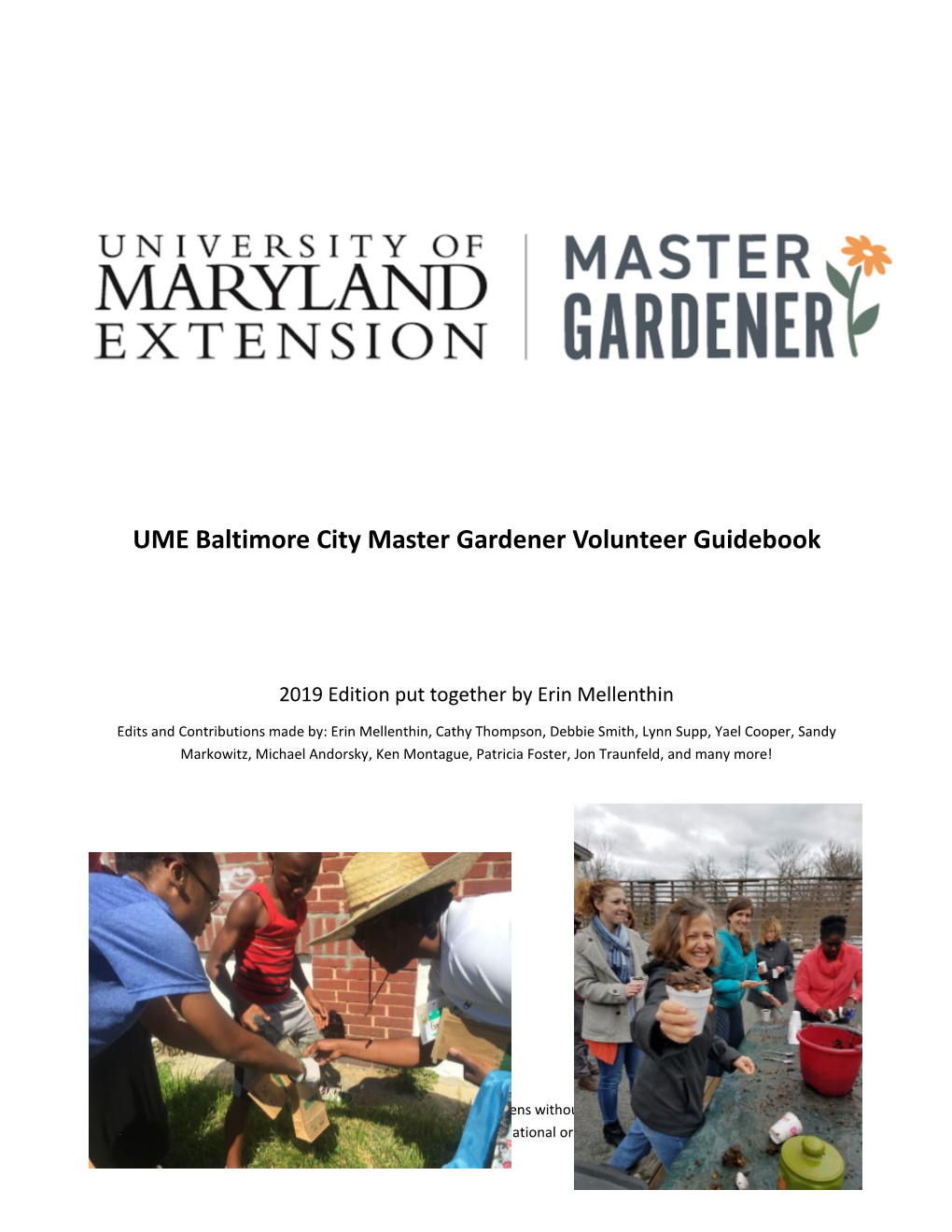 UME Baltimore City Master Gardener Volunteer Guidebook